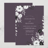 Invitation Mariage Botanique Mauve Chic de Soirée (Devant / Derrière)