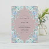 Invitation Mariage Botanique Mauve Sérène (Debout devant)