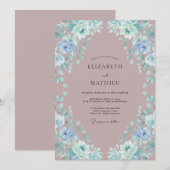 Invitation Mariage Botanique Mauve Sérène (Devant / Derrière)