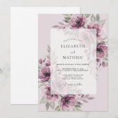 Invitation Mariage Botanique Mauve Splendide (Devant / Derrière)