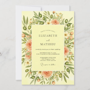 Invitation Mariage Botanique Méditerranéen aux Pêches