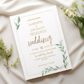 Invitation Mariage botanique menthe vert or vert verdure