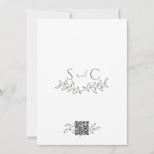 Invitation Mariage botanique minimal moderne Boho Sage vert (Dos)