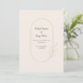 Invitation Mariage botanique minimal scandi doré (Debout devant)