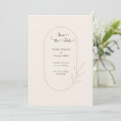 Invitation Mariage botanique minimal scandi doré (Debout devant)