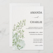 Invitation Mariage botanique minimaliste (Devant / Derrière)