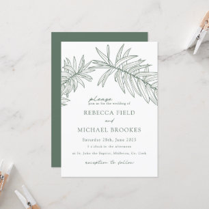 Invitation Mariage botanique minimaliste écologique de la for