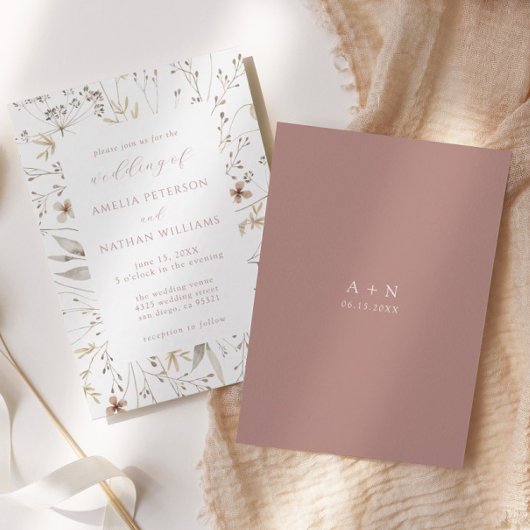 Invitation Mariage botanique minimaliste Fleur sauvage