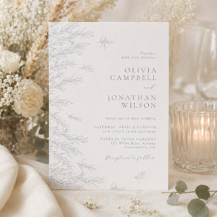 Invitation Mariage Botanique Minimaliste Gris Moderne