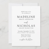 Invitation Mariage Botanique Minimaliste Moderne Noir (Devant)