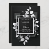 Invitation Mariage botanique minimaliste noir et blanc (Devant / Derrière)