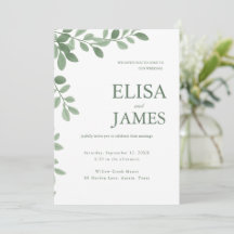 Mariage Botanique Minimaliste Personnalisé Vert Sa