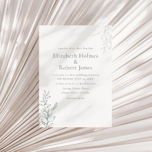 Invitation Mariage Botanique Minimaliste Vert Sauge