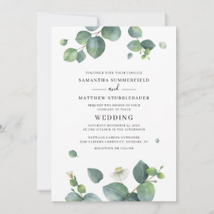 Invitation Mariage botanique moderne à feuillage d'eucalyptus
