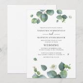 Invitation Mariage botanique moderne à feuillage d'eucalyptus (Devant / Derrière)