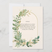 Invitation Mariage botanique moderne à la crème dorée et au f (Dos)