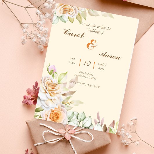 Invitation mariage botanique moderne aquarelle
