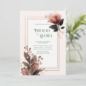 Invitation Mariage botanique moderne Blush (Debout devant)