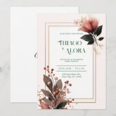 Invitation Mariage botanique moderne Blush (Devant / Derrière)