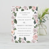 Invitation Mariage botanique moderne Blush Pink violet Rose (Debout devant)