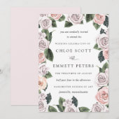 Invitation Mariage botanique moderne Blush Pink violet Rose (Devant / Derrière)