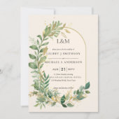 Invitation Mariage botanique moderne Cream Gold (Devant)