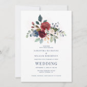 Invitation Mariage botanique moderne de Bourgogne (Devant)