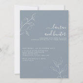 Invitation Mariage botanique moderne Dusty Blue Script Invita (Devant)