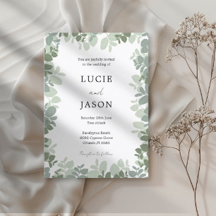 Invitation Mariage botanique moderne Sage Green Eucalyptus