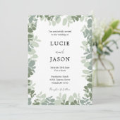 Invitation Mariage botanique moderne Sage Green Eucalyptus (Debout devant)