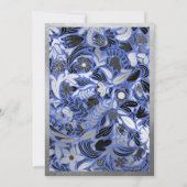 Invitation Mariage botanique moderne Silver Blue Black Floral (Dos)