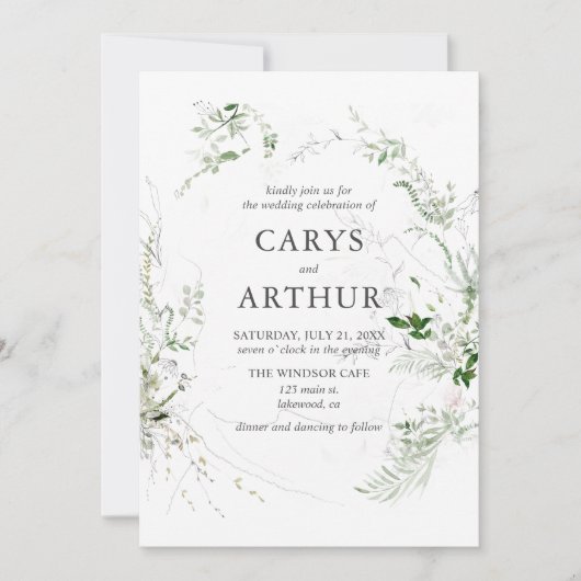 Invitation Mariage botanique moderne verdure (Devant)