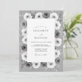 Invitation Mariage Botanique Monochrome Argent (Debout devant)