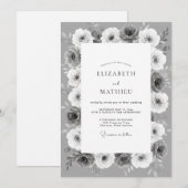Invitation Mariage Botanique Monochrome Argent (Devant / Derrière)
