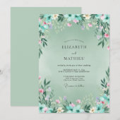 Invitation Mariage Botanique Murmure de Mousse de Mer (Devant / Derrière)