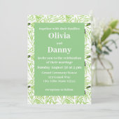 Invitation Mariage Botanique Nature Feuilles Vertes (Debout devant)
