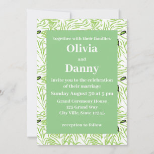 Invitation Mariage Botanique Nature Feuilles Vertes