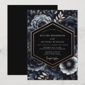Invitation Mariage Botanique Navy Moody (Devant / Derrière)