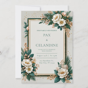 Invitation Mariage Botanique Neutre à l'Aiguille de Pin Dorée