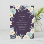 Invitation Mariage Botanique Noble au Plum Profond (Debout devant)
