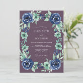 Invitation Mariage Botanique Noble prune (Debout devant)