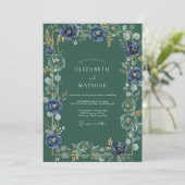 Invitation Mariage Botanique Noble Vert Forêt (Debout devant)
