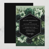 Invitation Mariage Botanique Nocturne de Jade (Devant / Derrière)