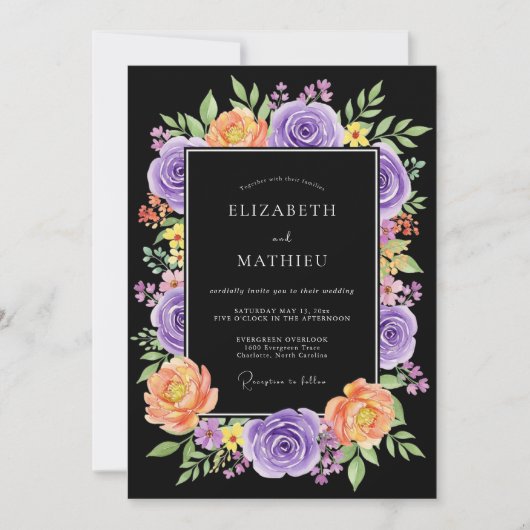 Invitation Mariage Botanique Noir Foudroyant (Devant)