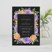 Invitation Mariage Botanique Noir Foudroyant (Debout devant)