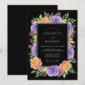 Invitation Mariage Botanique Noir Foudroyant (Devant / Derrière)