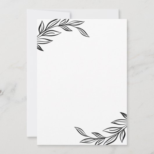 Invitation Mariage botanique noir moderne (Dos)