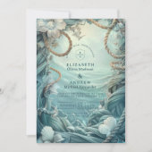 Invitation Mariage botanique océanique avec corde côtière (Devant)