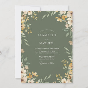 Invitation Mariage Botanique Olive Ocre