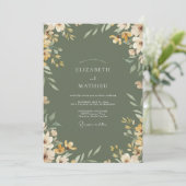 Invitation Mariage Botanique Olive Ocre (Debout devant)